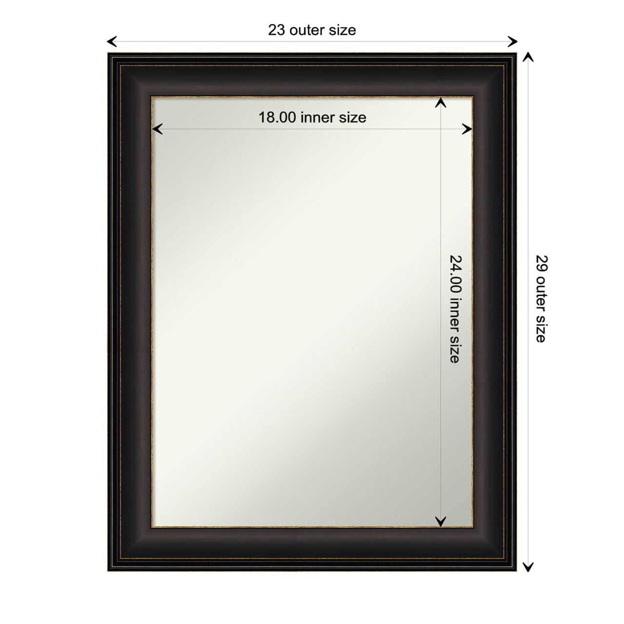 Amanti Art Non-Beveled Wall Mirror, Trio Oil Rubbed Bronze Frame
